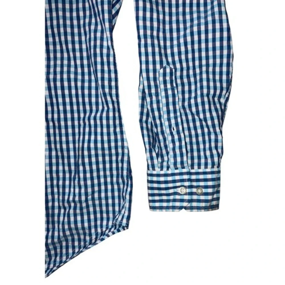 Banana Republic Grant Fit Mens XL‎ Blue Gingham Check Button Down Cotton Shirt